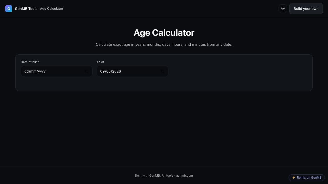 Screenshot of Age Calculator