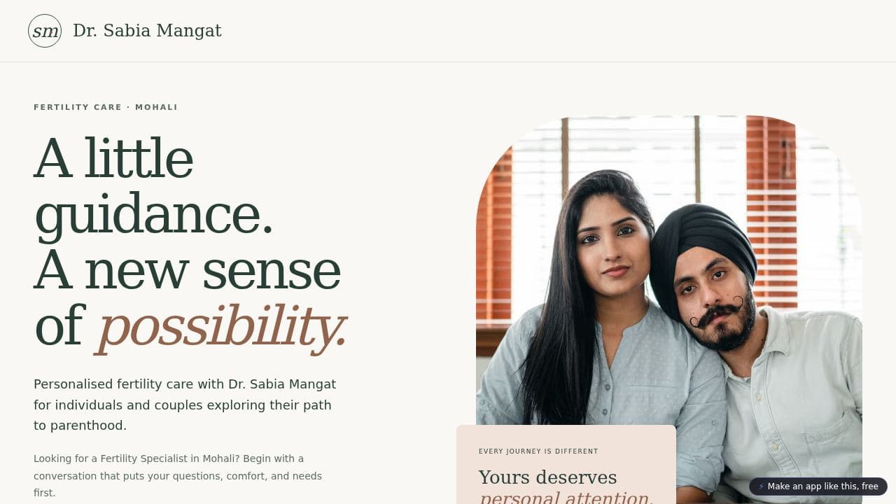 Screenshot of Dr. Sabia Mangat