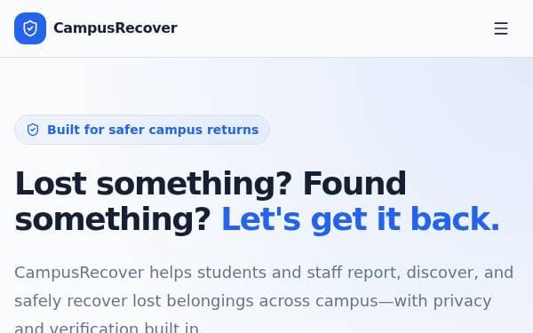 Screenshot of FindBack Campus Recovery