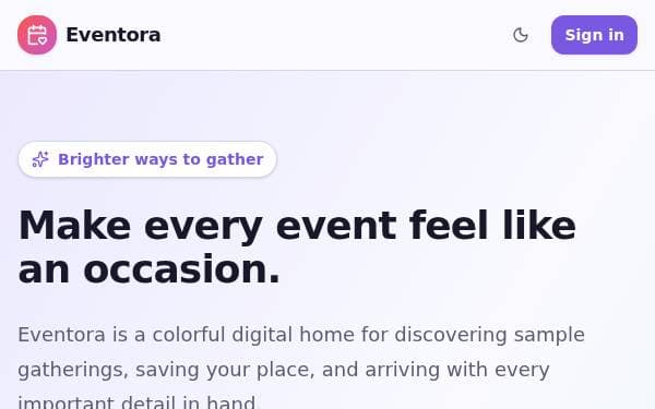 Screenshot of Vibrant Event Hub