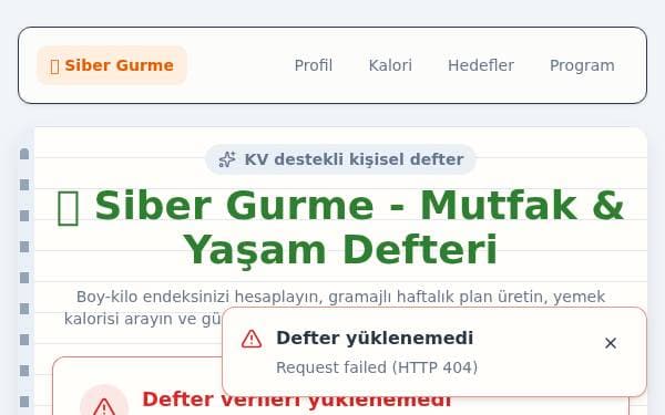 Screenshot of Cyber Gourmet Journal