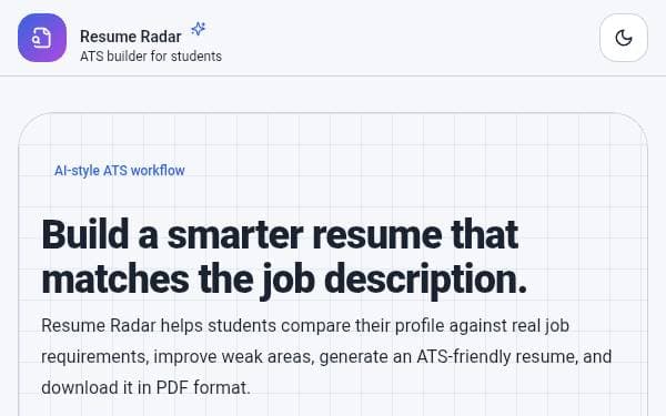 Screenshot of Resume Radar