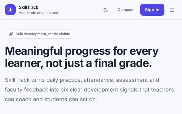 Screenshot of SkillTrack Academic Hub