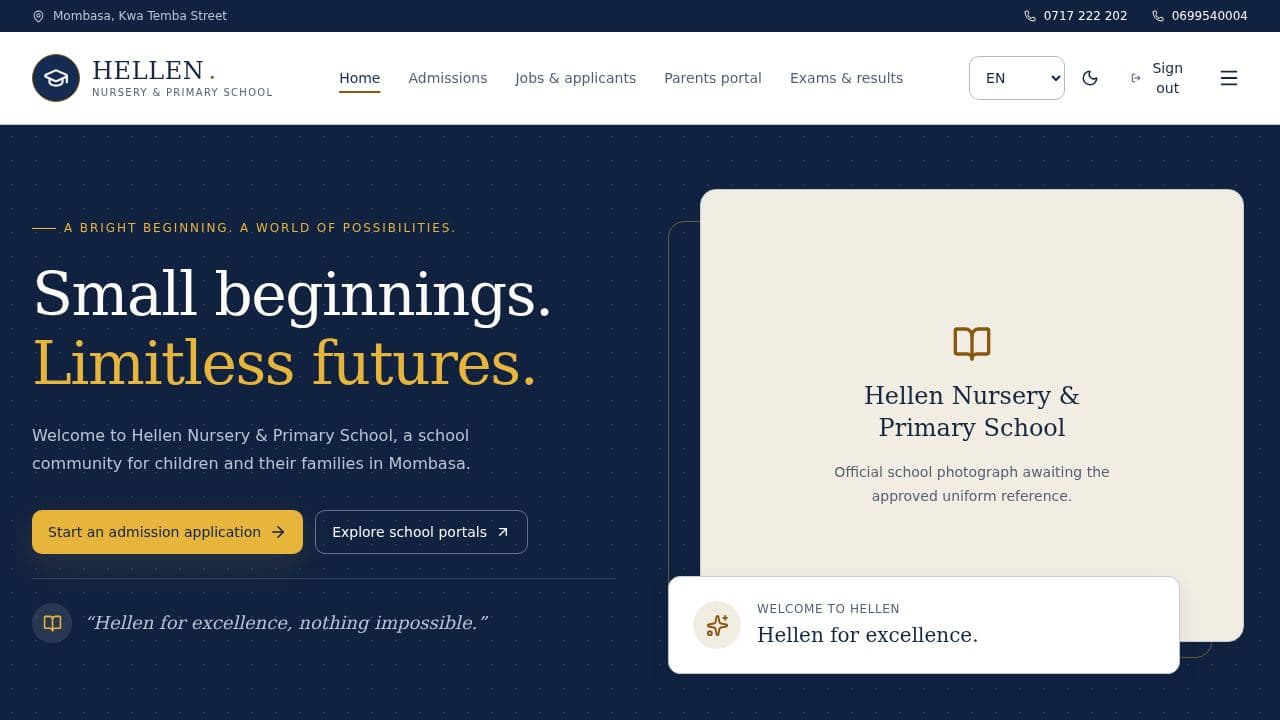 Screenshot of Hellen nursery and primary School Portals (Remix)