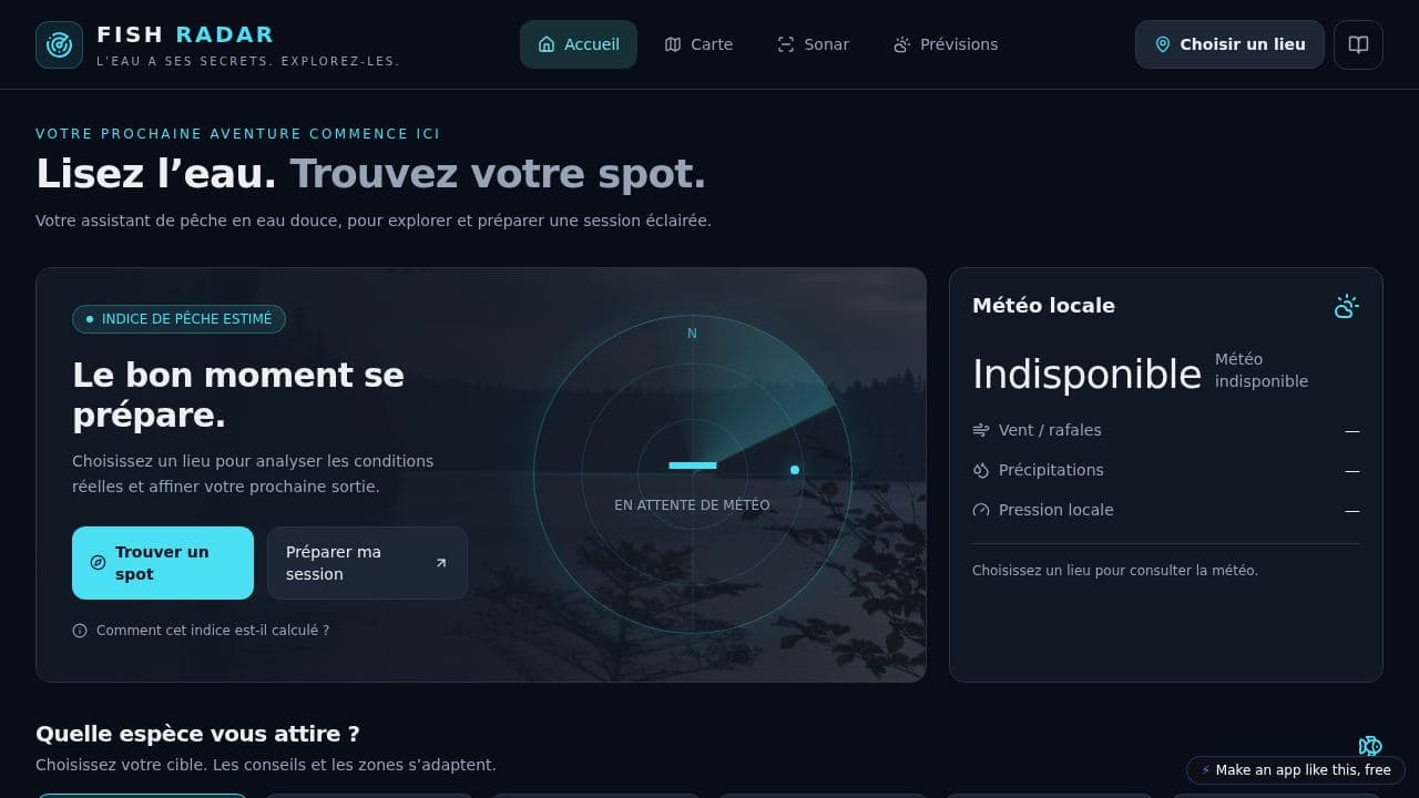 Screenshot of FISH RADAR