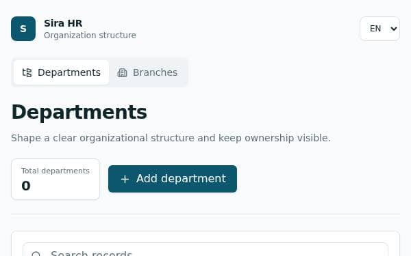 Screenshot of Sira HR Structure