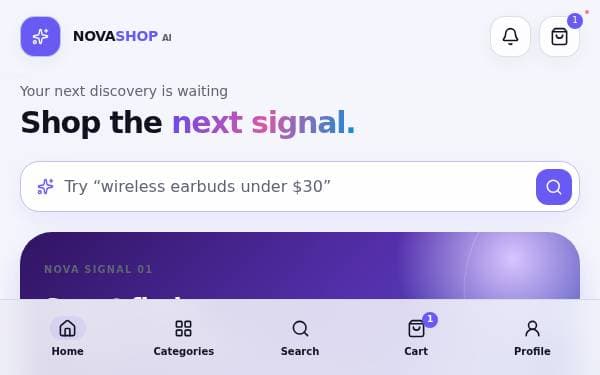 Screenshot of NovaShop AI Marketplace