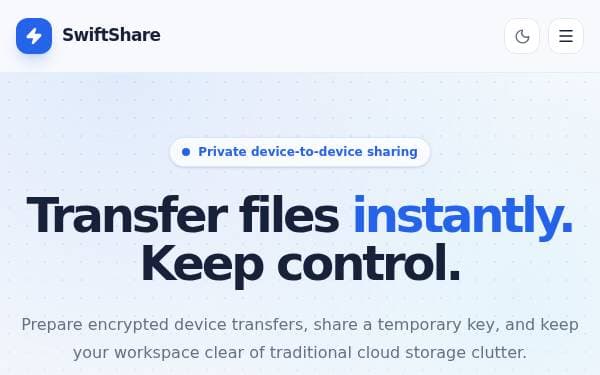 Screenshot of SwiftShare Secure Transfers