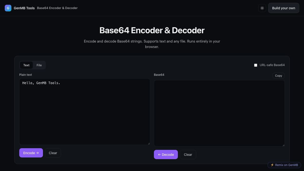 Screenshot of Base64 Encoder & Decoder