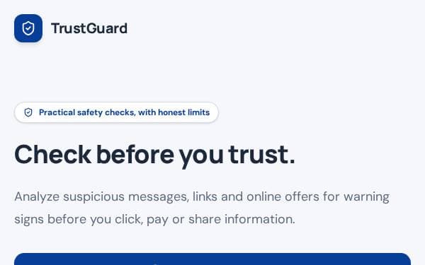 Screenshot of TrustGuard Scam Check