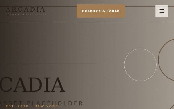 Screenshot of Arcadia Cafe Showcase