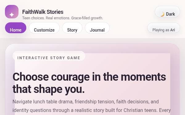 Screenshot of FaithWalk Stories