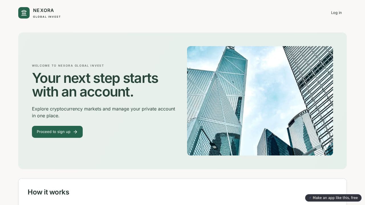 Screenshot of Nexora Global Invest
