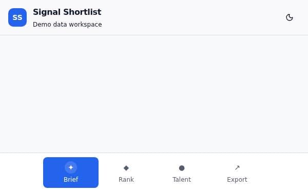 Screenshot of Signal Shortlist