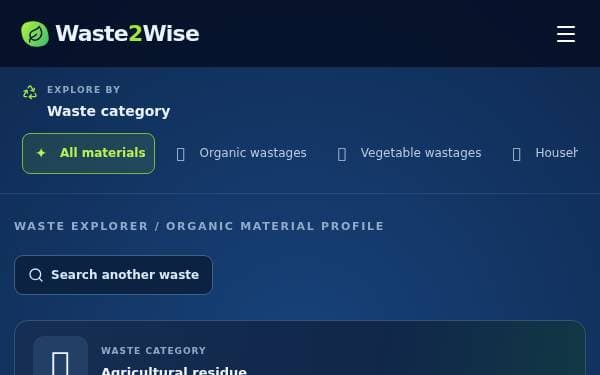 Screenshot of Waste2Wise — Biological Waste Explorer (Clone)
