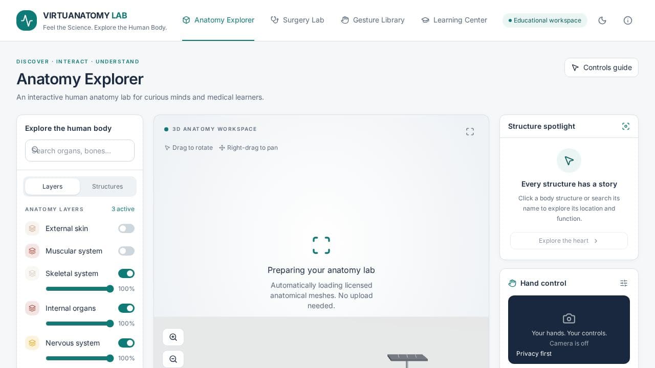 Screenshot of Virtuanatomy Lab