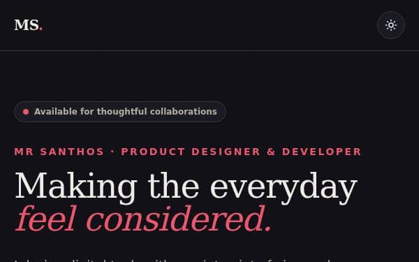 Screenshot of Santhos Portfolio