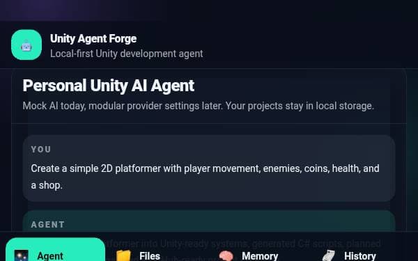 Screenshot of Unity Agent Forge