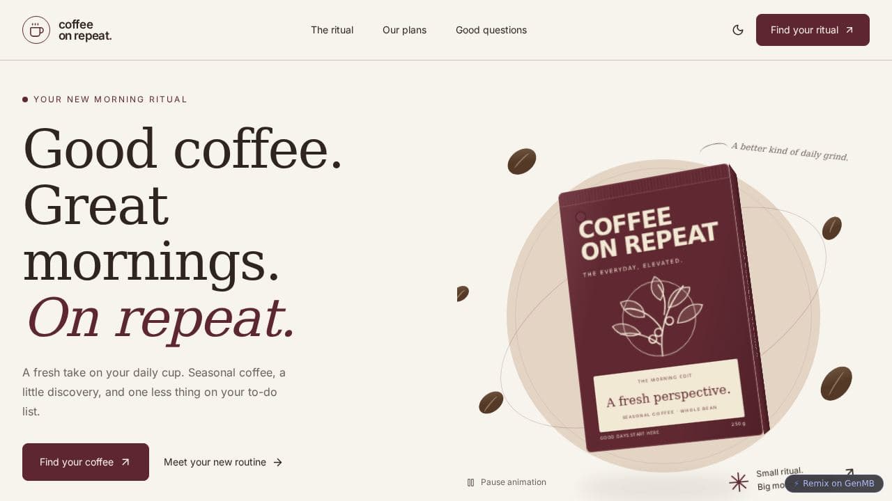 Screenshot of Coffee on Repeat