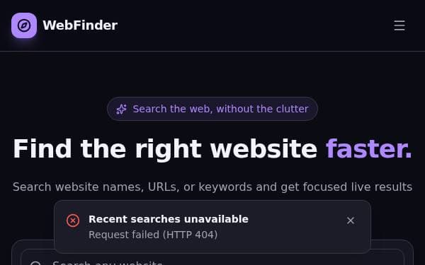 Screenshot of WebFinder Search