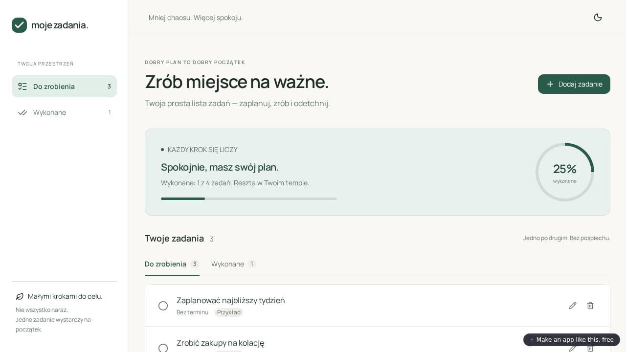 Screenshot of Moje zadania