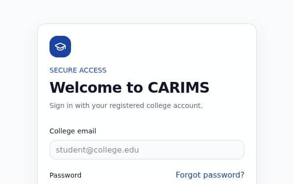 Screenshot of CARIMS Campus Hub
