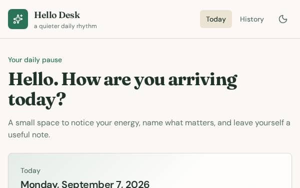 Screenshot of Hello Desk