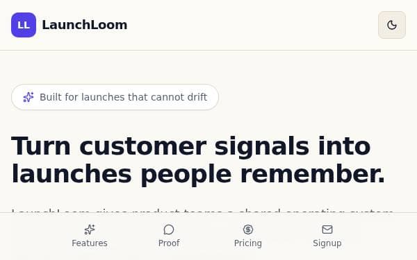 Screenshot of LaunchLoom