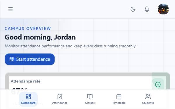 Screenshot of AI Attendance Platform