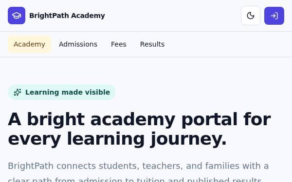 Screenshot of Academy Connect Portal