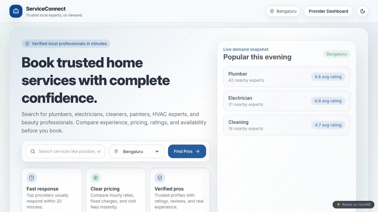 Screenshot of ServiceConnect Pro