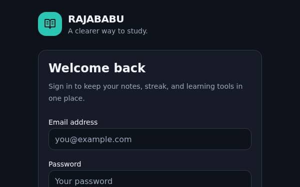 Screenshot of RAJABABU Learning Hub