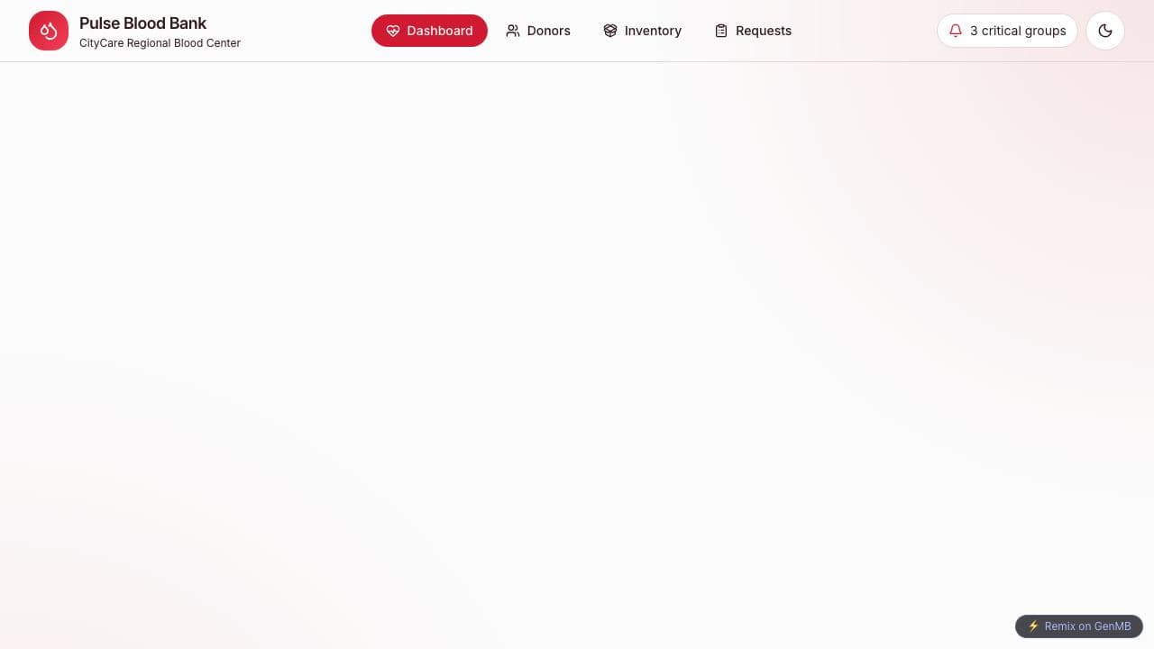 Screenshot of Pulse Blood Bank