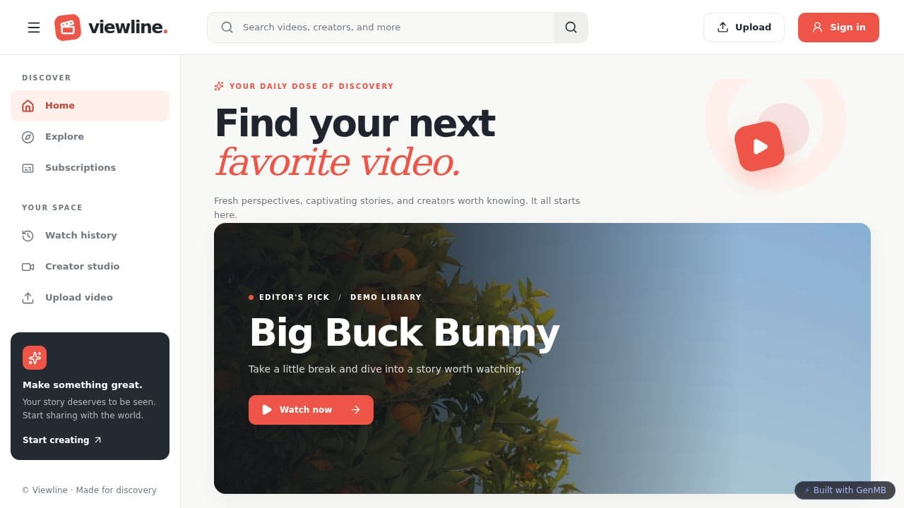 Screenshot of Video Sharing Hub