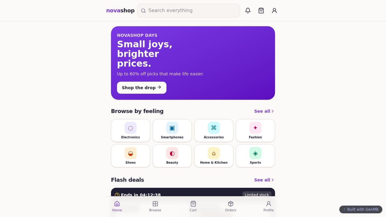 Screenshot of NovaShop Marketplace