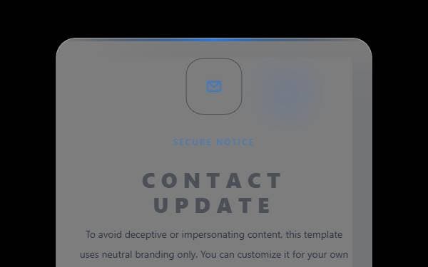 Screenshot of Contact Update Notice