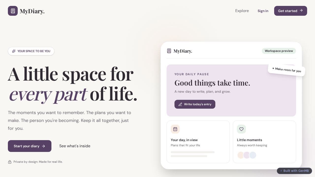 Screenshot of MyDiary Personal Journal