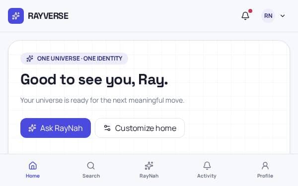 Screenshot of RAYVERSE Super App