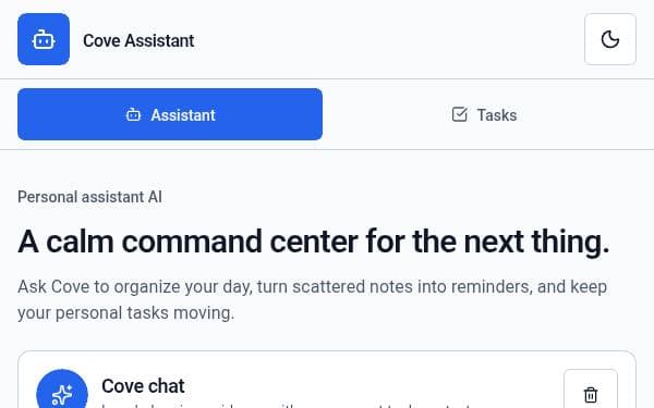 Screenshot of Cove Assistant