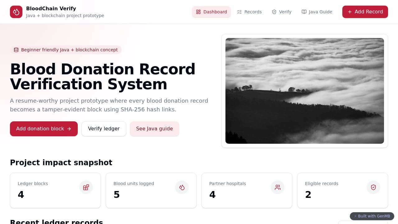 Screenshot of BloodChain Verifier