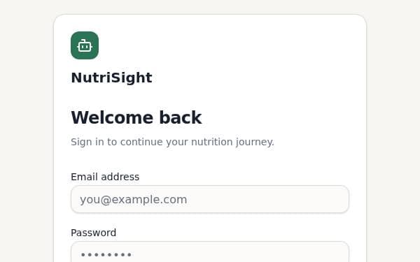Screenshot of NutriTrack AI