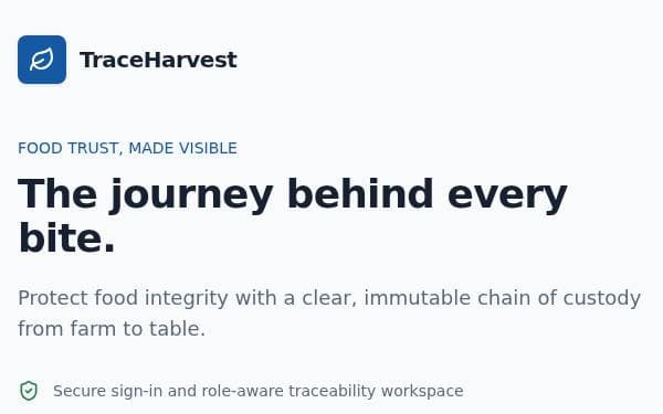 Screenshot of TraceHarvest Ledger