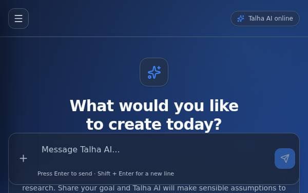 Screenshot of Talha AI Studio