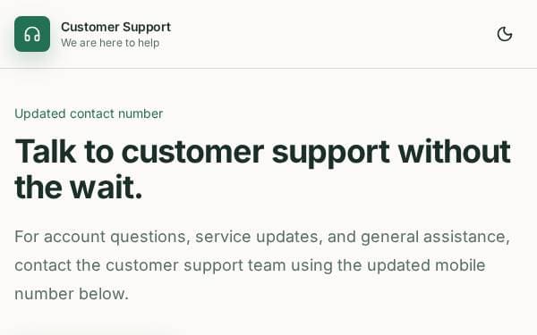 Screenshot of Customer Support Desk