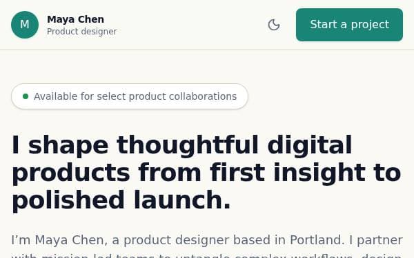 Screenshot of Lumen Portfolio