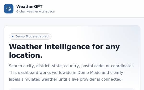 Screenshot of Global Weather Search
