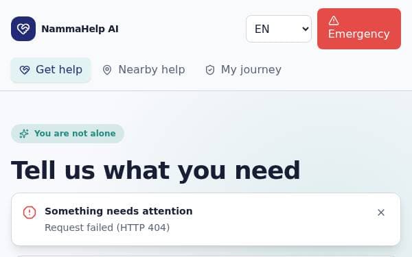 Screenshot of NammaHelp AI