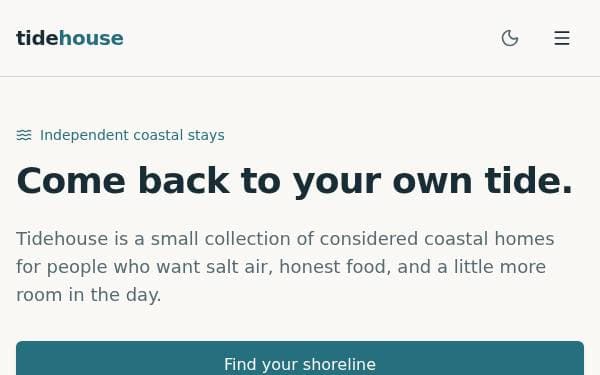 Screenshot of Tidehouse Retreats