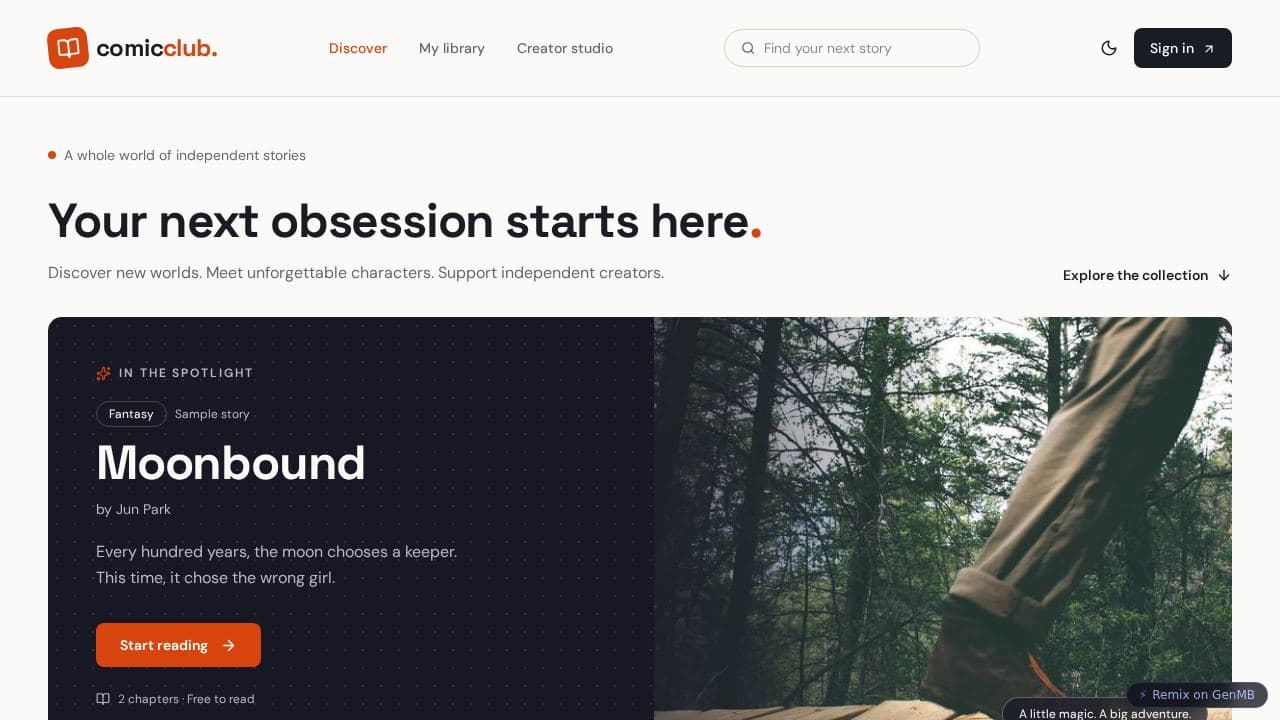 Screenshot of Comic Creator Hub