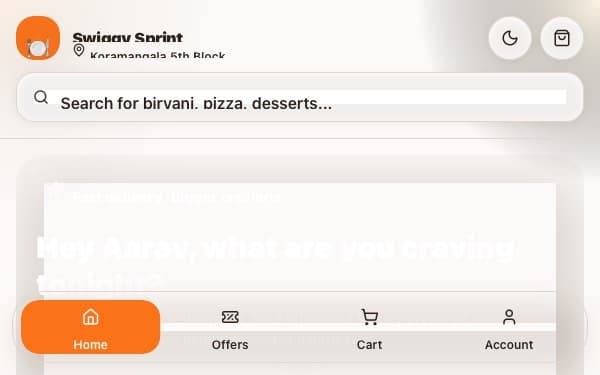 Screenshot of Swiggy Sprint